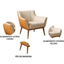 Ver imagem 2 de Poltrona Berlim Branca Decorativa em Courino e Veludo C/ Pés Palito