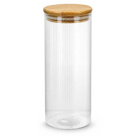 Pote Hermético Vidro Borossilicato Redondo 1L Tampa Bambu Vedação