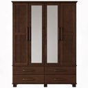 Ver imagem 5 de Guarda Roupa Solteiro Zahav F06 4 Portas de Bater 4 Gavetas Madeira Maciça Café Lyam Decor