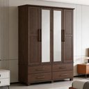 Ver imagem 3 de Guarda Roupa Solteiro Zahav F06 4 Portas de Bater 4 Gavetas Madeira Maciça Café Lyam Decor