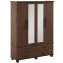 Ver imagem 4 de Guarda Roupa Solteiro Zahav F06 4 Portas de Bater 4 Gavetas Madeira Maciça Café Lyam Decor