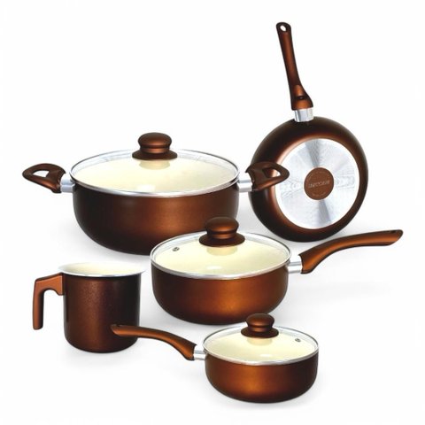 Jogo de Panelas Antiaderente Revestimento Cerâmico Roma