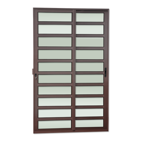 Porta Correr c/Trav.2F.Móv.210x200 Elite c/Fechad.Tet.V.Lis.Marrom Corten Brimak
