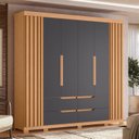 Ver imagem 1 de Guarda-Roupa Casal 6 Portas 4 Gavetas Doble Freijó Titanium