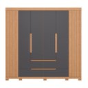 Ver imagem 2 de Guarda-Roupa 6 Portas + 4 Gavetas Doble Casal Marrom/Freijó/Titanium