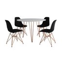 Ver imagem 6 de Mesa De Jantar Redonda 90Cm Branca Clips 3 Pés Com 4 Cadeiras Pretas Base Cobre Cor: Branco