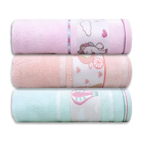 Kit C/ 3 - Toalhas de Banho - Felpuda - Soft Kids - Meninas - 100% Algodão - Appel