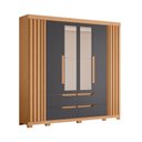 Ver imagem 3 de Guarda-Roupa 6 Portas e 4 Gavetas com Espelhos Doble Casal Marrom/Freijó/Titanium