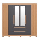Ver imagem 2 de Guarda-Roupa 6 Portas e 4 Gavetas com Espelhos Doble Casal Marrom/Freijó/Titanium