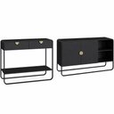 Ver imagem 3 de Kit Balcão Buffet e Aparador Alek A03 MDP Detalhes Dourados Preto 135cm Lyam Decor