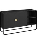Ver imagem 4 de Kit Balcão Buffet e Aparador Alek A03 MDP Detalhes Dourados Preto 135cm Lyam Decor