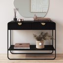 Ver imagem 6 de Kit Balcão Buffet e Aparador Alek A03 MDP Detalhes Dourados Preto 135cm Lyam Decor