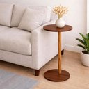 Ver imagem 3 de Mesa de Apoio Lateral Redonda Monopé para Sofá e Cama Castanho