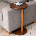 Ver imagem 1 de Mesa de Apoio Lateral Redonda Monopé para Sofá e Cama Castanho