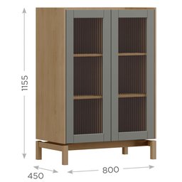Cristaleira 2 Portas 115cm 100% Madeira Maciça Barcelona - 4