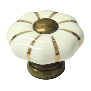 Puxador Cerâmica IL 7022 - Branco/Dourado - 31MM