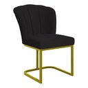 Ver imagem 4 de Cadeira Jantar Flor Mesa Cozinha Reforçada Base Metal Dourada Preto