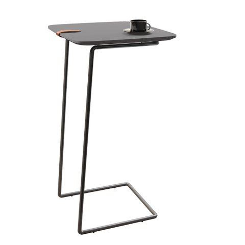 Mesa Apoio Lateral para Sofá Atenas Pé Preto:Laca Concreto