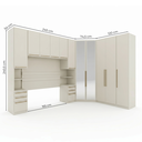 Ver imagem 3 de Guarda Roupa Casal Modulado com Espelho e Cabeceira 6 Peças 11 Portas 6 Gavetas Seletto Areia Cinza