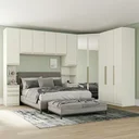 Ver imagem 1 de Guarda Roupa Casal Modulado com Espelho e Cabeceira 6 Peças 11 Portas 6 Gavetas Seletto Areia Cinza
