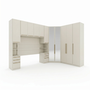 Ver imagem 2 de Guarda Roupa Casal Modulado com Espelho e Cabeceira 6 Peças 11 Portas 6 Gavetas Seletto Areia Cinza