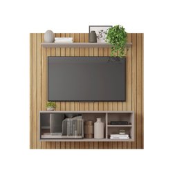 Painel Ripado Para TV Bordeaux Buriti Cacao - 3