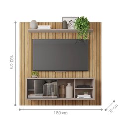 Painel Ripado Para TV Bordeaux Buriti Cacao - 4