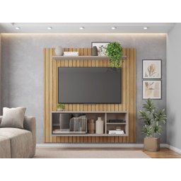 Painel Ripado Para TV Bordeaux Buriti Cacao - 6