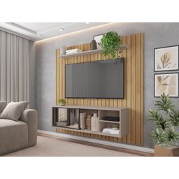 Painel Ripado Para TV Bordeaux Buriti Cacao - 7