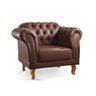 Conjunto Sofá Chesterfield 3 Lugares + 2 Poltronas Couro Ecológico Marrom 301 - 2
