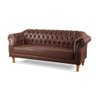 Conjunto Sofá Chesterfield 3 Lugares + 2 Poltronas Couro Ecológico Marrom 301 - 7