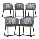 Ver imagem 1 de 5 Cadeiras de Jantar Área Noronha em Alumínio com Pintura Marrom Corda Náutica E13 Trama Original