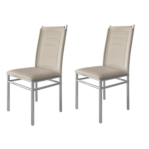 Kit 2 Cadeiras Tókio Cromada Tecido Corano Sintético Off White