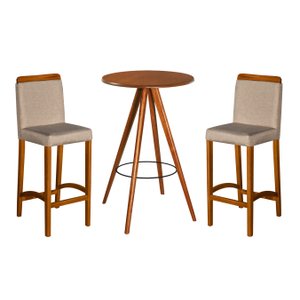Mesa Bistro Pub Premium Estilo Moderno Alta Apoio Decorativo Madeira Eucalpto Bancada Cor Nature
