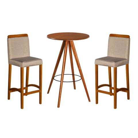 Mesa Bistro Pub Premium Estilo Moderno Alta Apoio Decorativo Madeira Eucalpto Bancada Cor Nature