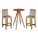 Ver imagem 1 de Mesa Bistro Pub Premium Estilo Moderno Alta Apoio Decorativo Madeira Eucalpto Bancada Cor Nature