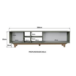 Rack para Sala de Estar 200x55x40cm Lars - 3
