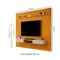 Painel Suspenso Ripado com Bancada Suspensa para Tv até 75 Polegadas Trento Cor Cedro/bali - 5