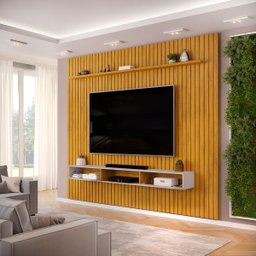 Painel Suspenso Ripado com Bancada Suspensa para Tv até 75 Polegadas Trento Cor Cedro/bali - 4