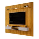 Ver imagem 2 de Painel Suspenso Ripado com Bancada Suspensa para Tv até 75 Polegadas Trento Cor Cedro/bali