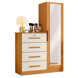 Cômoda Sapateira com Espelho 4 Gavetas 1 Porta Cancun Espresso Móveis - 4