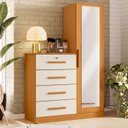 Ver imagem 1 de Cômoda Sapateira com Espelho 4 Gavetas 1 Porta Cancun Espresso Móveis