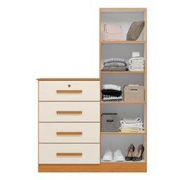 Cômoda Sapateira com Espelho 4 Gavetas 1 Porta Cancun Espresso Móveis - 3