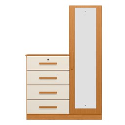 Cômoda Sapateira com Espelho 4 Gavetas 1 Porta Cancun Espresso Móveis - 2