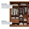 Guarda Roupa Forma 3 Portas 4 Gavetas 100% Mdf  - 10