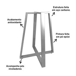 Base de Mesa Gizé Tampos Pedra Vidro Madeira de 1m Preto - 5