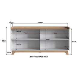 Buffet para Sala de Jantar 200x96x40cm John - 3