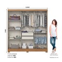 Ver imagem 3 de Guarda Roupa 3 Portas Deslizantes com Aplique Ripado Royal Marrom/Nature/Off White