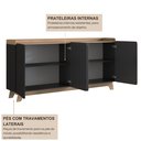 Ver imagem 4 de Buffet para Sala de Jantar 200x96x40cm John Preto/Freijó