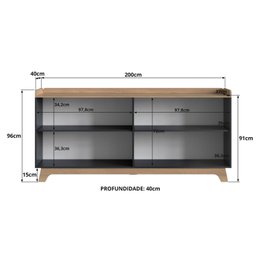Buffet para Sala de Jantar 200x96x40cm John - 3